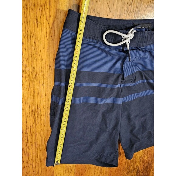American Eagle Shorts Men Swimwear Size M Blue Stripe Board Shorts Striped - Picture 7 of 9